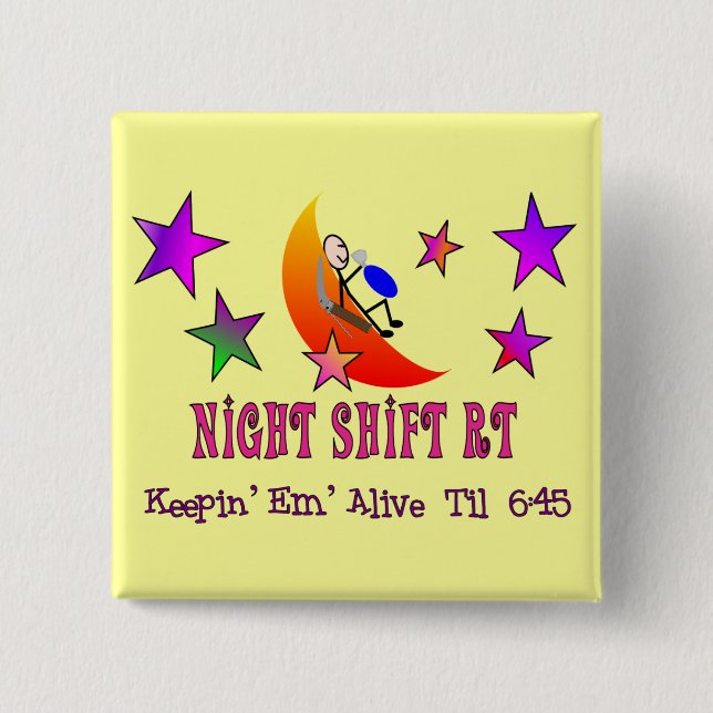 Night Shift RT MOON Stick Man Pinback Button (Front)