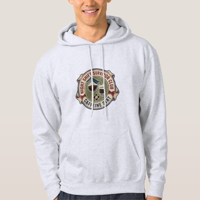 Night Shift Survivor Club Caffeine Nurse Coffee Hoodie (Front)