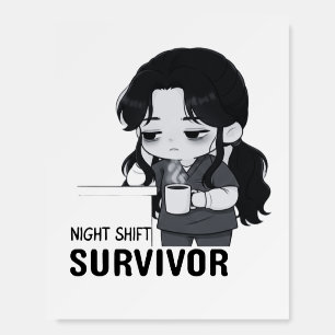 Night Shift Survivor Relatable Chibi Nurse Illustr Foam Board