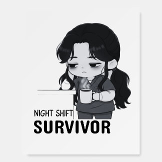 Night Shift Survivor Relatable Chibi Nurse Illustr Foam Board