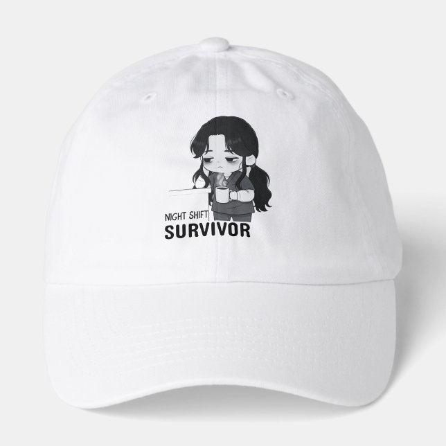 Night Shift Survivor Relatable Chibi Nurse Illustr Hat (Front)