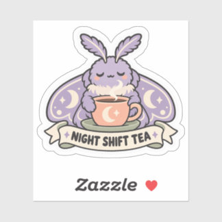 Night Shift Tea Moon Moth Sticker