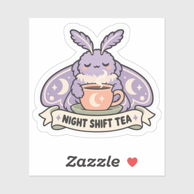 Night Shift Tea Moon Moth Sticker (Sheet)