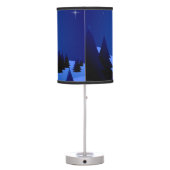 Night Silhouette Snowboarding Mountain and Moon Table Lamp (Back)