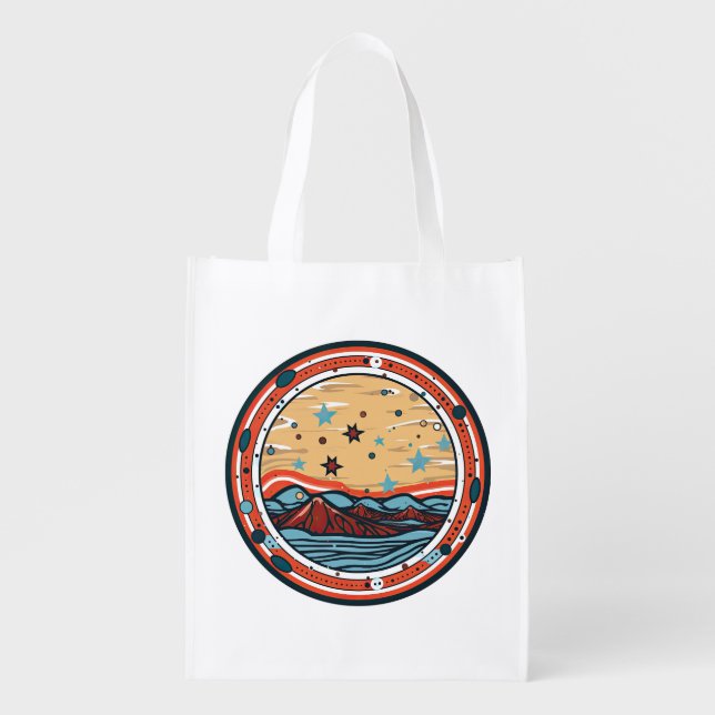 Night Skies over USA - Jackson Pollock style Grocery Bag (Front)