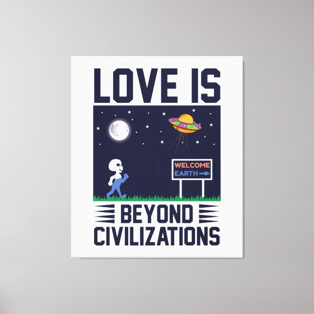 Night sky and space with alien and spacecraft  canvas print (Front)