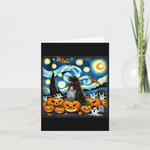 Night Sky Art Newfoundland Dog Halloween Card