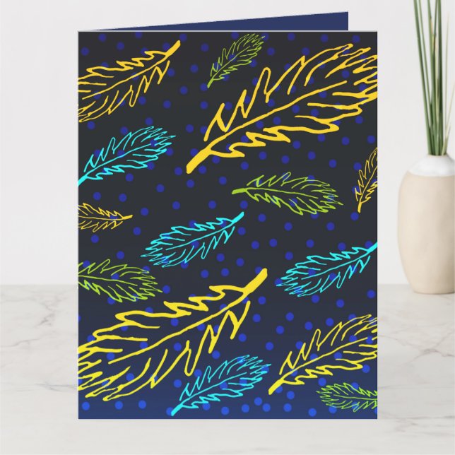Night Sky Autumn Leaves Card (Front)
