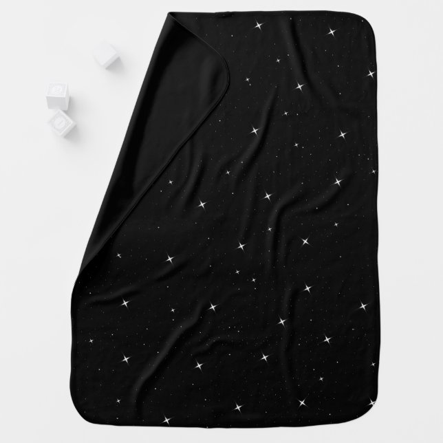 Night sky baby blanket, starry night, space theme receiving blanket (In Situ)