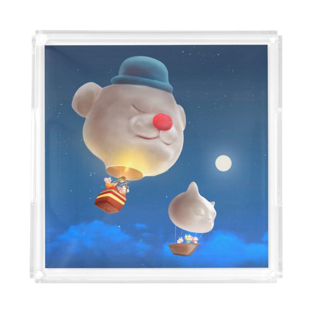 Night Sky Balloon Adventure Acrylic Tray (Front)