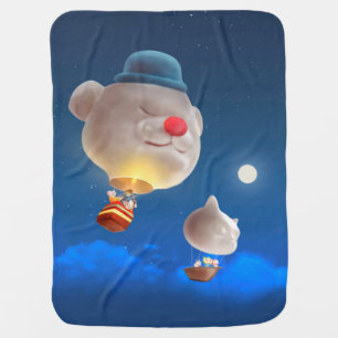 Night Sky Balloon Adventure Baby Blanket