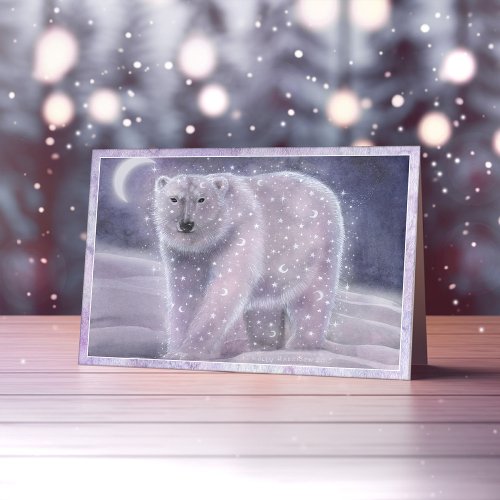 Night Sky Bear Magical Polar Bear Winter Card