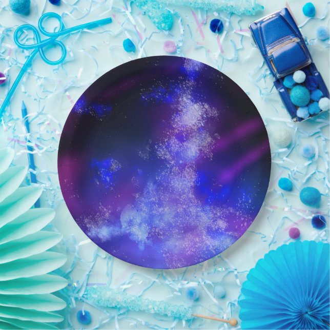 Night Sky Blue Paper Plate (Party)