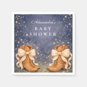 Night Sky Boots And Bows Baby Shower Napkins