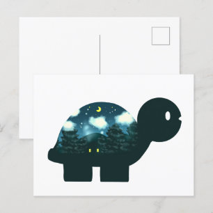 Night Sky Cabin In The Forest Turtle Postcard