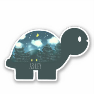 Night Sky Cabin In The Forest Turtle Sticker