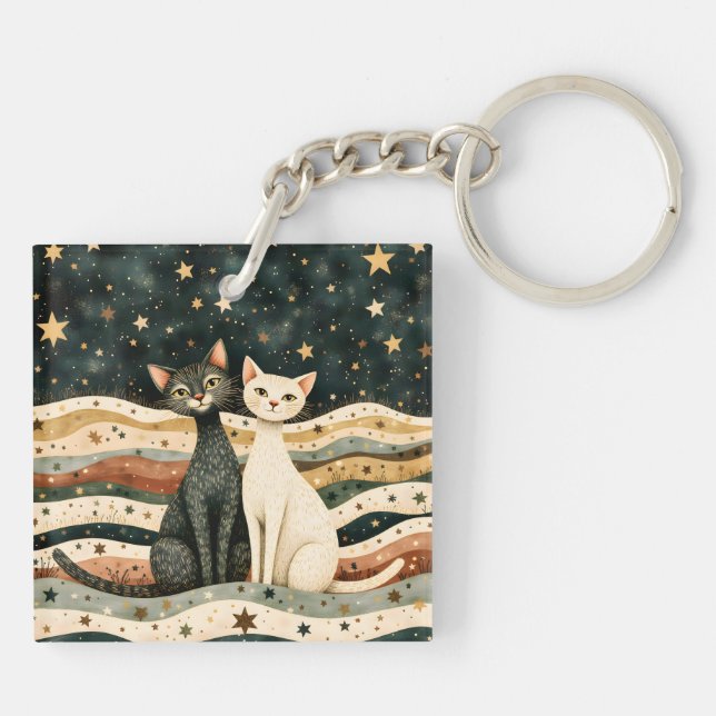 Night Sky Cats Keychain (Back)