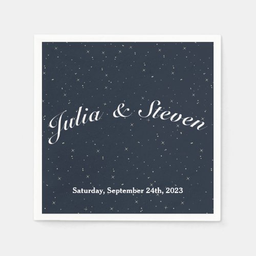 Night Sky Celestial Navy Blue  Stars Wedding Napkins