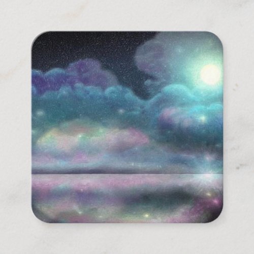 Night Sky Clouds Square Business Card