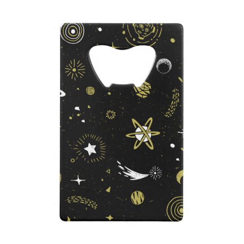 Night sky cosmic seamless pattern credit card bottle opener