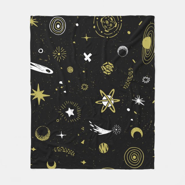 Night sky: cosmic seamless pattern. fleece blanket (Front)