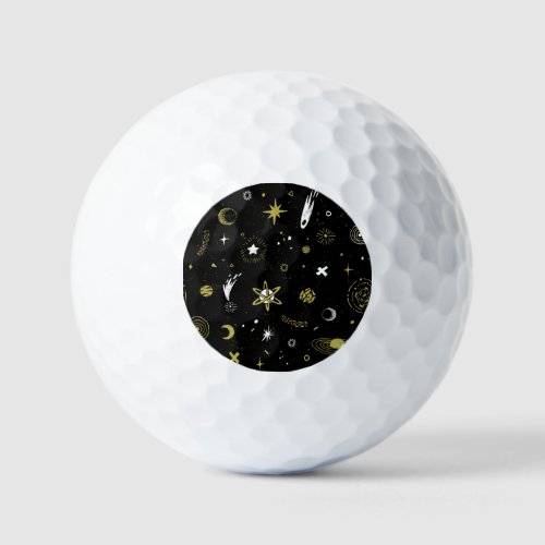 Night sky cosmic seamless pattern golf balls