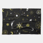 Night sky: cosmic seamless pattern. kitchen towel