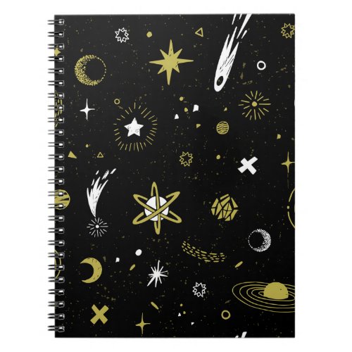 Night sky cosmic seamless pattern notebook