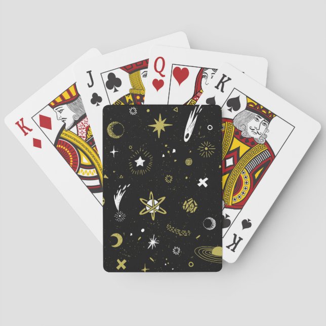 Night sky: cosmic seamless pattern. poker cards (Back)