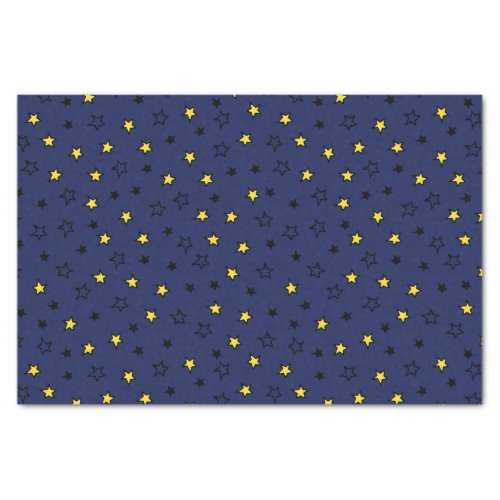 Night Sky Cute Yellow Stars on Navy Blue Pattern Tissue Paper