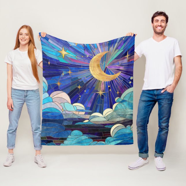 Night Sky - Digital Art Mosaic Fleece Blanket (In Situ)