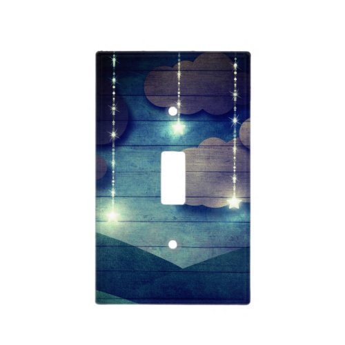  Night sky dream glowing hanging star rustic blue Light Switch Cover