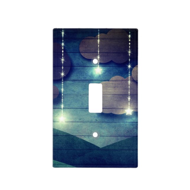  Night sky dream glowing hanging star rustic blue Light Switch Cover (Front)