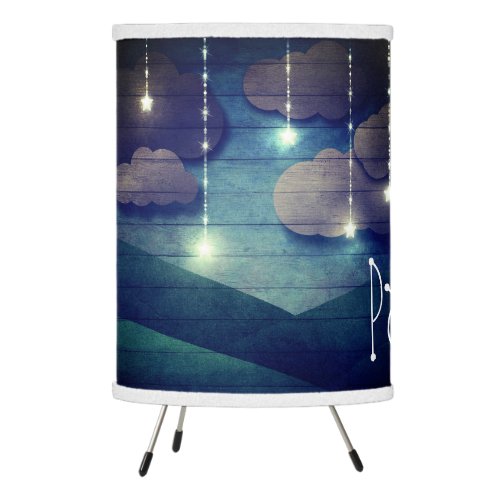  Night sky dream glowing hanging star rustic blue Tripod Lamp