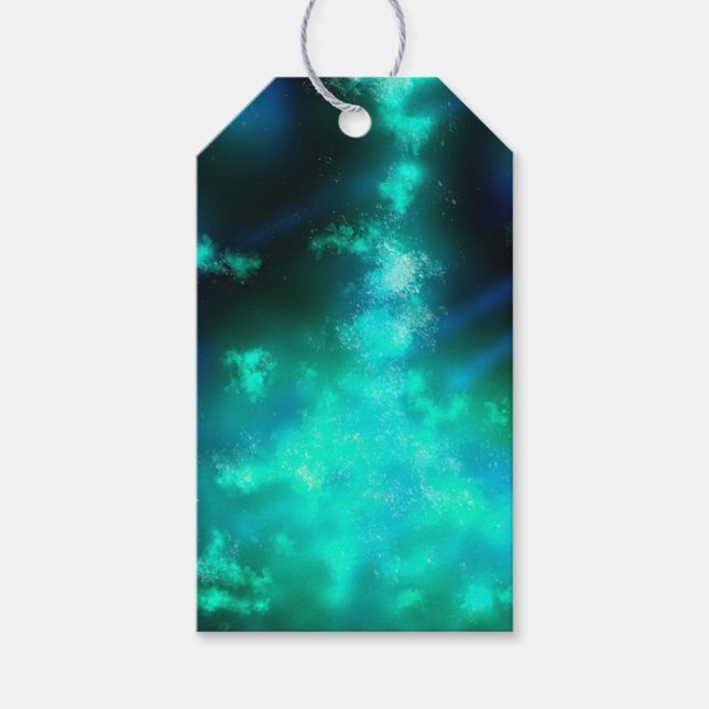 Night Sky Emerald Green Gift Tags (Front)