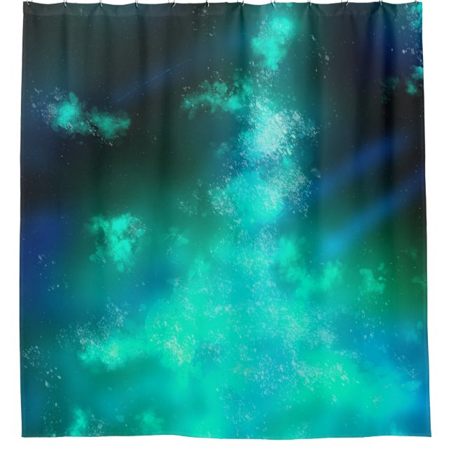 Night Sky Emerald Green Shower Curtain (Front)