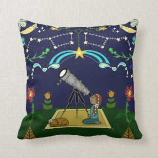 Night Sky Folk Art Throw Pillow