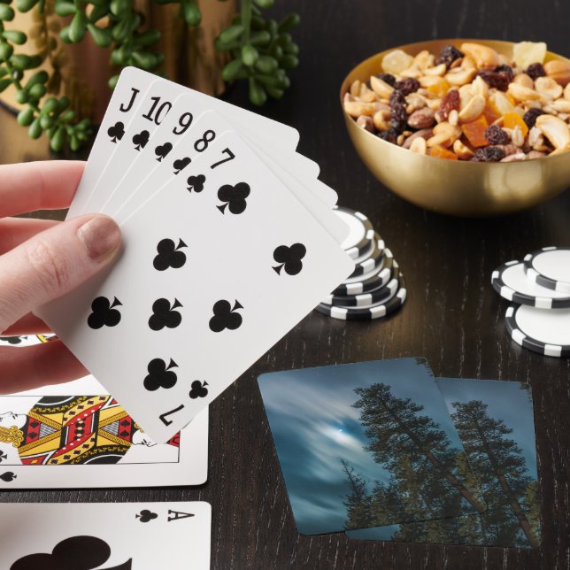 Night Sky & Forest in Moon Light Poker Cards (In Situ)