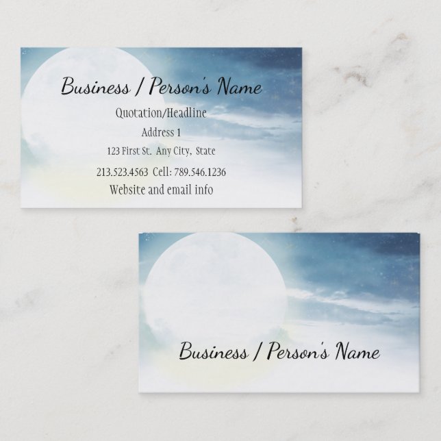 Night Sky Full Moon Custom Business Card (Front/Back)