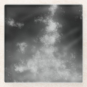 Night Sky Gray Monochrome Glass Coaster