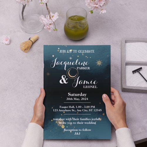 Night Sky Illustrative Wedding Invitation