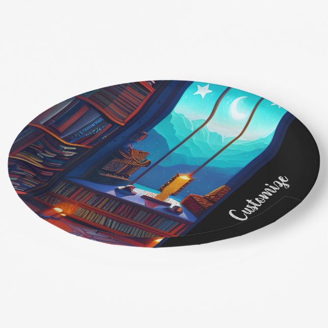 Night Sky Library  Paper Plates (Angled)