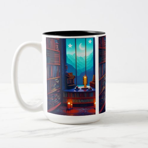 Night Sky Library Two_Tone Coffee Mug