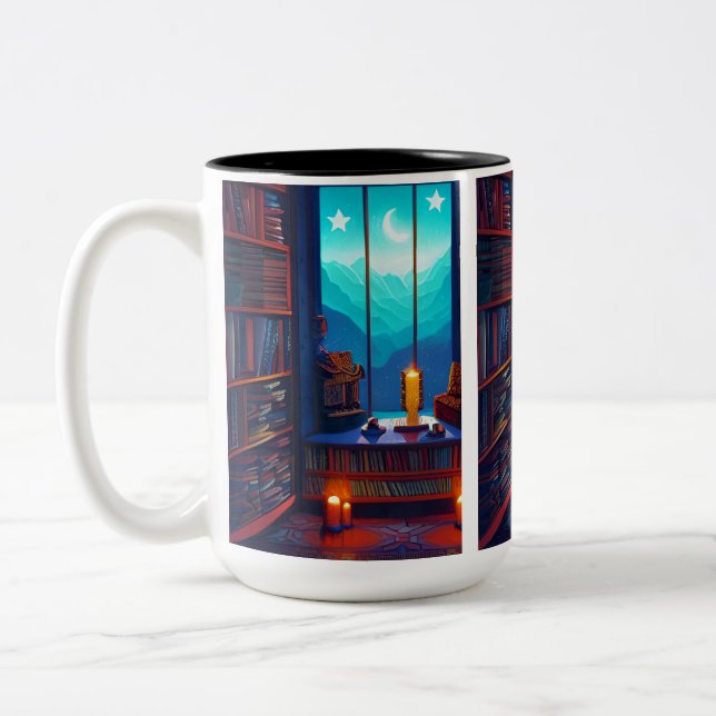 Night Sky Library Two-Tone Coffee Mug (Left)
