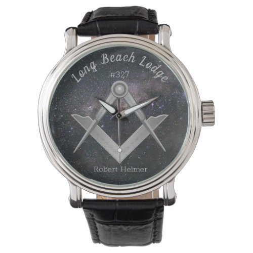 Night Sky Masonic Symbol Monogrammed Watch