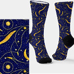 Night Sky Metallic Gold Blue Celestial Shapes Socks<br><div class="desc">Night Sky Metallic Gold Celestial Shapes Socks - -  Images are mirrored for symmetry when being worn - - see more great sock designs in my store.</div>