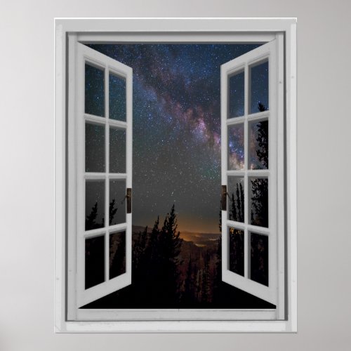 Night Sky Milky Way Galaxy Fake Window Poster