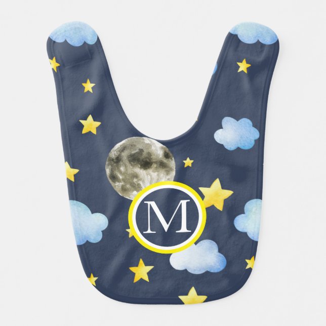 Night Sky ⎥Monogram Baby Bib (Front)