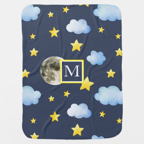 Night Sky Monogram Baby Blanket
