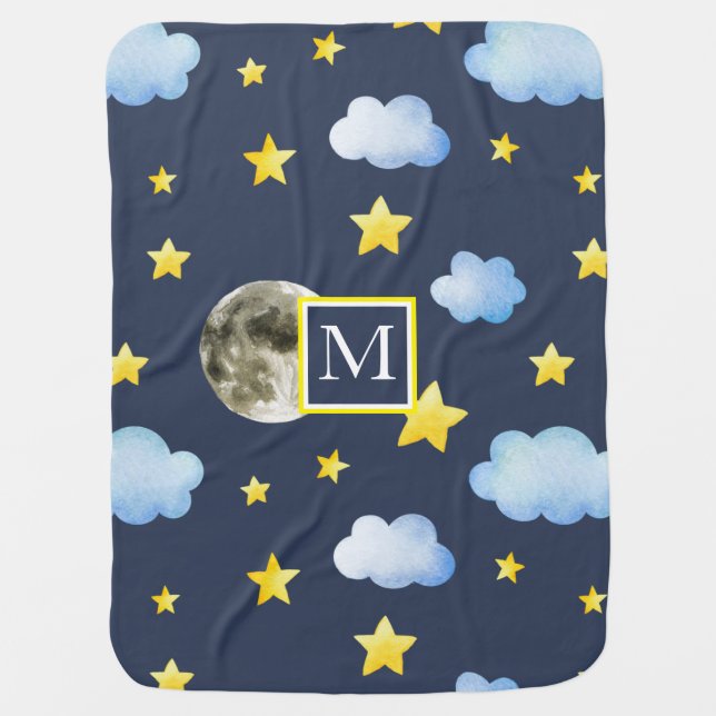Night Sky ⎥Monogram Baby Blanket (Front)